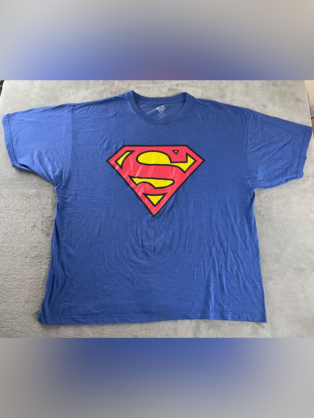 Superman Logo T Shirt Mens Size 4XL Big & Tall Tee Cotton / Poly Blue •Mark